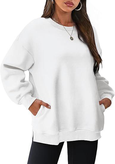Product Introduction of 2025 Women's Oversized Loose round-Neck with Fleece Lining Pullover Long Sleeve Sweater 4