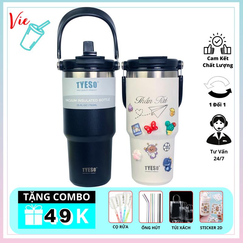 Bình Giữ Nhiệt VieCup - Ly Giữ Nhiệt Tyeso 750ml Cao Cấp Inox 304 - Khắc Tên Theo Yêu Cầu Và Quà Tặng