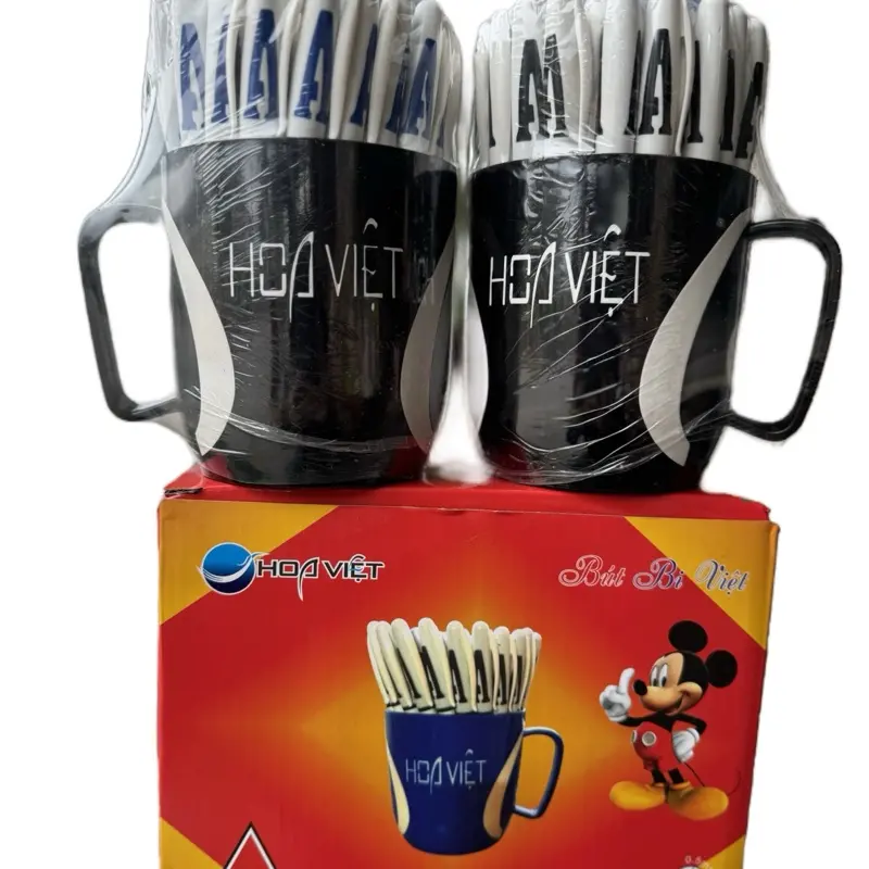 Bút Chữ A hoa việt bút màu đen 1 cốc 48 cái bút viết trơn nét đẹp