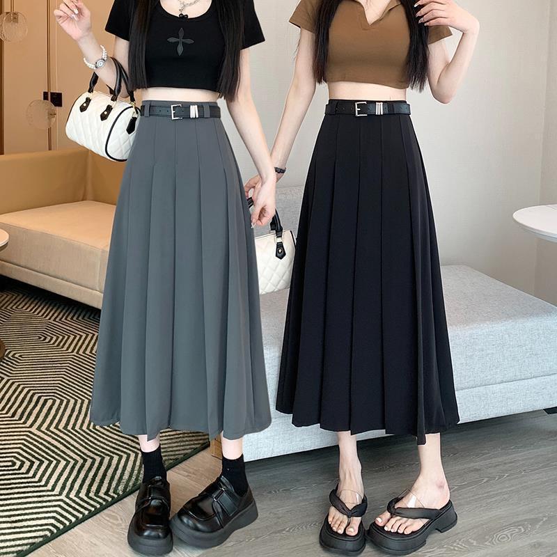 Mã 04 Chân Váy Nữ Dáng Dài MIDI Xếp Ly Phong Cách Ulzzang y2k Douyin trẻ trung năng động không kèm đai màu đen TOP Women Kem