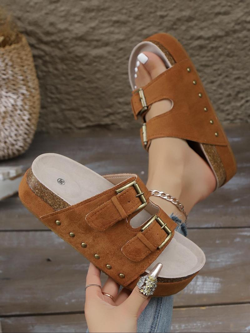 Product Introduction of Women's Fashionable Rainbow Color Chunky Platform Sandals, Casual Comfortable Fashion Slides for Summer, Female All-match Round Toe Sandals for Daily Wear, Walking Shoes 9