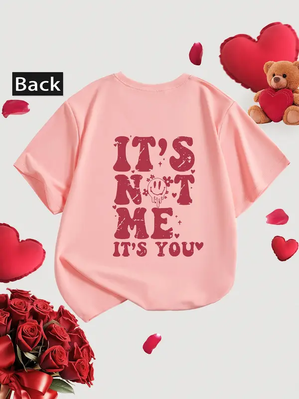 Toddler Girl's Cartoon & Letter Print Round Neck Tee, Fashion Casual Crew Neck Short Sleeve T-Shirt for Daily Outdoor Wear, Kids Clothing for All Seasons 4