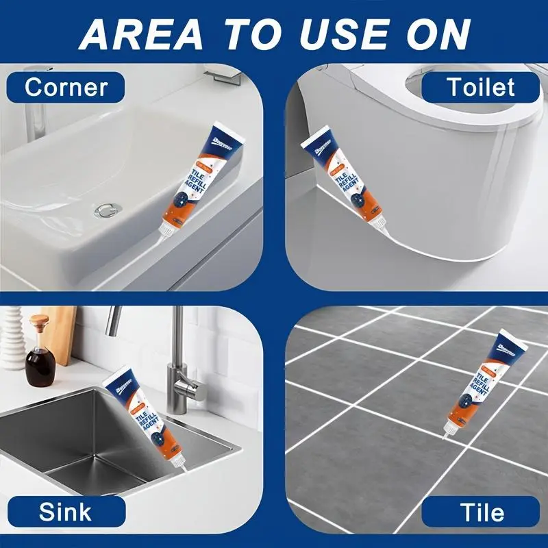 Waterproof Tile Joint Filler, 1/2 Counts Tile Joint Filler for Plastic & Wood, Gel-like Counter Sealant, Home Floor & Wall Grout Sealant 4