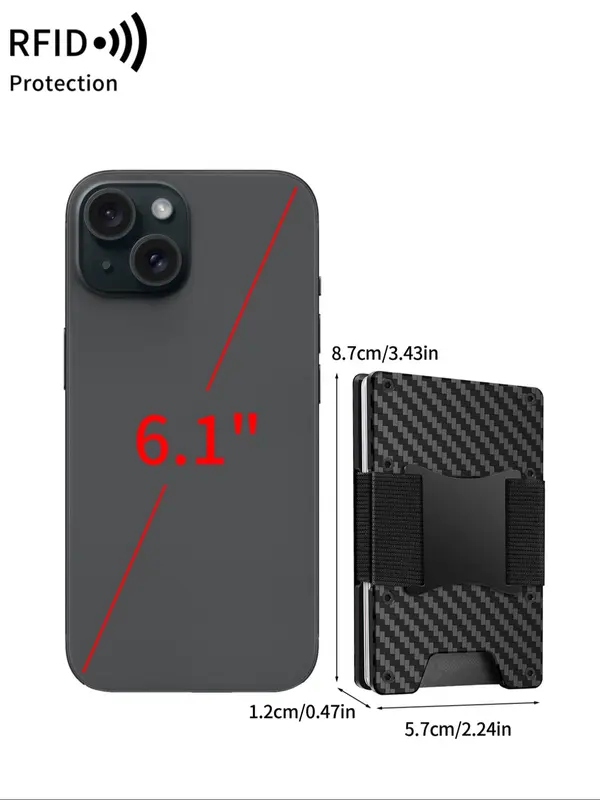 Men's Minimalist Carbon Fiber Pattern Card Holder, RFID Blocking Card Holder, Slim Credit Card Holder, Casual Trendy Versatile High-quality Daily Wallet 1