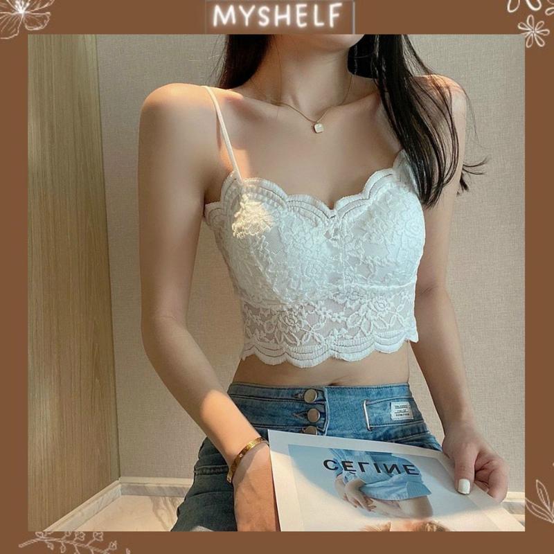 M301. Áo bra 2 dây croptop ren nữ chun lưng sẵn đệm ngực, áo kiểu nữ đẹp sang chảnh mặc đi biển,trong vest