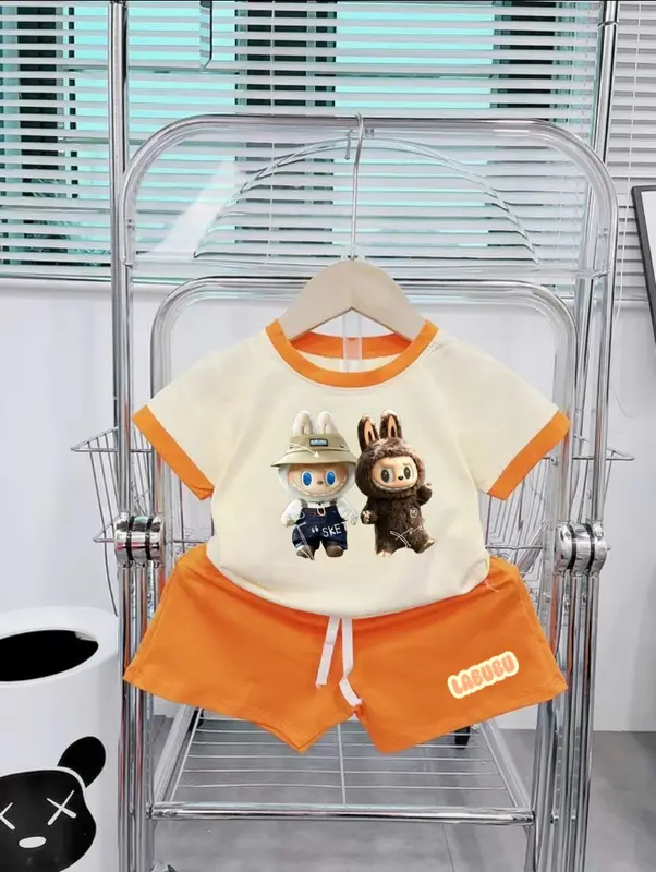 Bộ LABUBU dễ thương in nhiệt, chất liệu mềm mịn thấm hút tốt dành cho bé gái từ 13- 45kg > 3