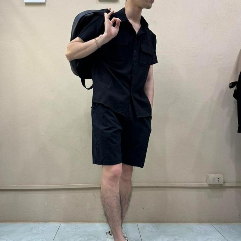 Bộ quần áo sơ mi tay ngắn, Chất liệu đũi chọn lọc, Thoáng nhẹ, Mềm mát, Thấm hút mồ hôi cực tốt... 6