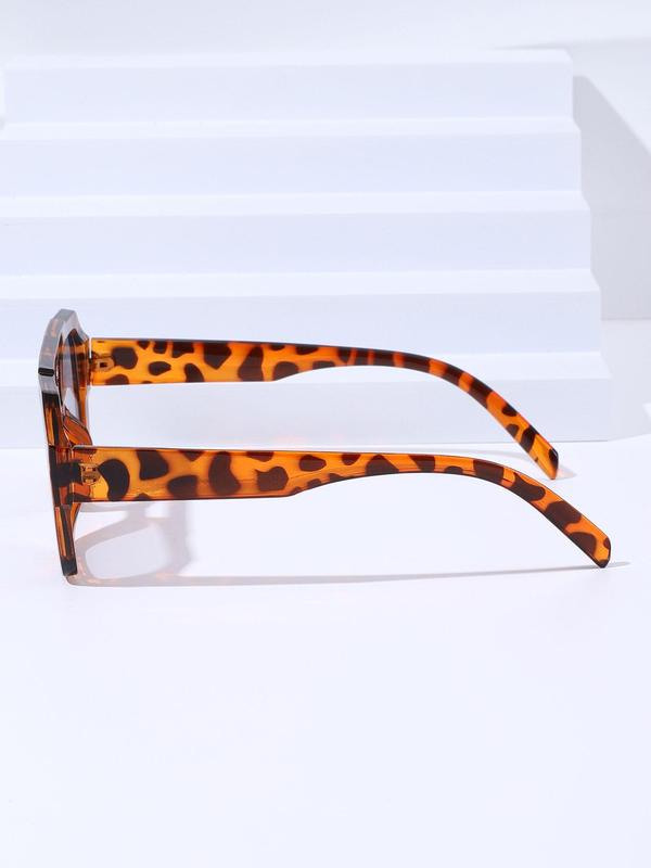 Unisex Street Double Bridge Trend Leopard Print Sunglasses (1 Pair), Trendy Tortoiseshell Frames Sunglasses for Everyday Use, Modern Fashion Styling Accessories for Outdoor Activities 4