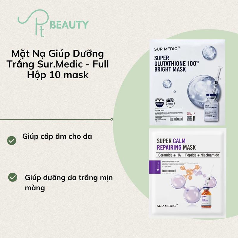   MẪU MỚI  Mặt Nạ Giúp Dưỡng Trắng Sur.Medic - Full Hộp 10 mask 