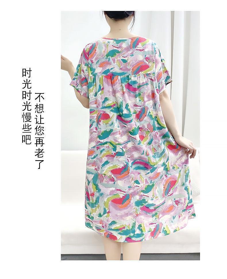 Product Introduction of Cotton and silk short-sleeved dress, summer new anti-bumping loose nightdress loose can be worn outside thin loungewear women 30