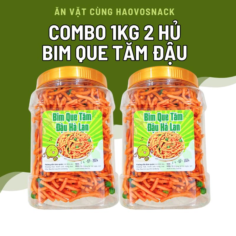 Combo 1 KG ( 2 Hủ ) Bim Bim Que Tăm Đậu Hà Lan Hủ 500Gr đồ ăn vặt haovosnack Food Thức Ăn bimbim cay