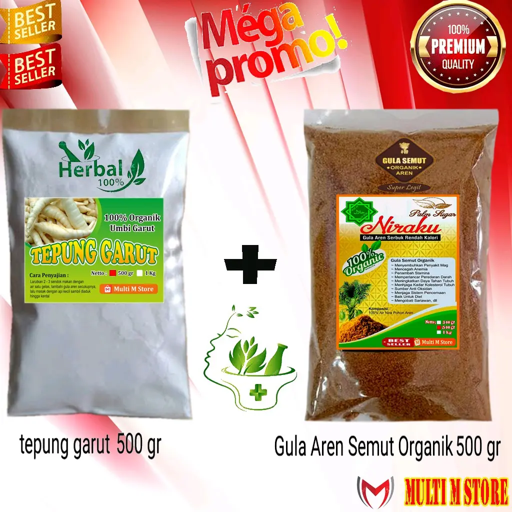 Paket 500 Gram Tepung Garut | 500 Gram Gula Aren Semut