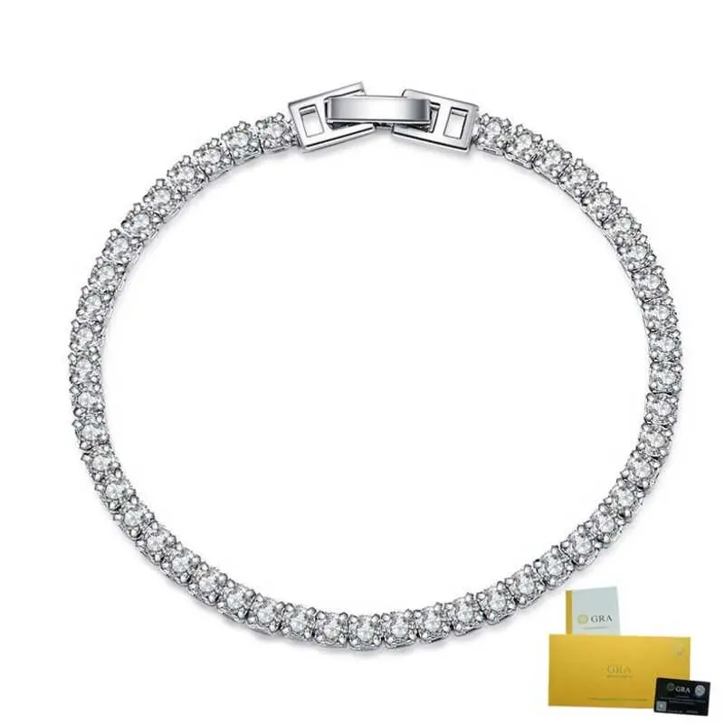 Vòng Tay Quý Phái, Phong Cách Tennis Cổ Điển, Đầy Đủ Moissanite, Có Chứng Chỉ Gra, Đồ Trang Sức Tinh Xảo