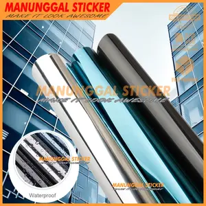 Stiker Kaca One Way Cermin Stiker Penolak Panas Sinar Matahari Stiker cermin Biru Gold Hijau Emas