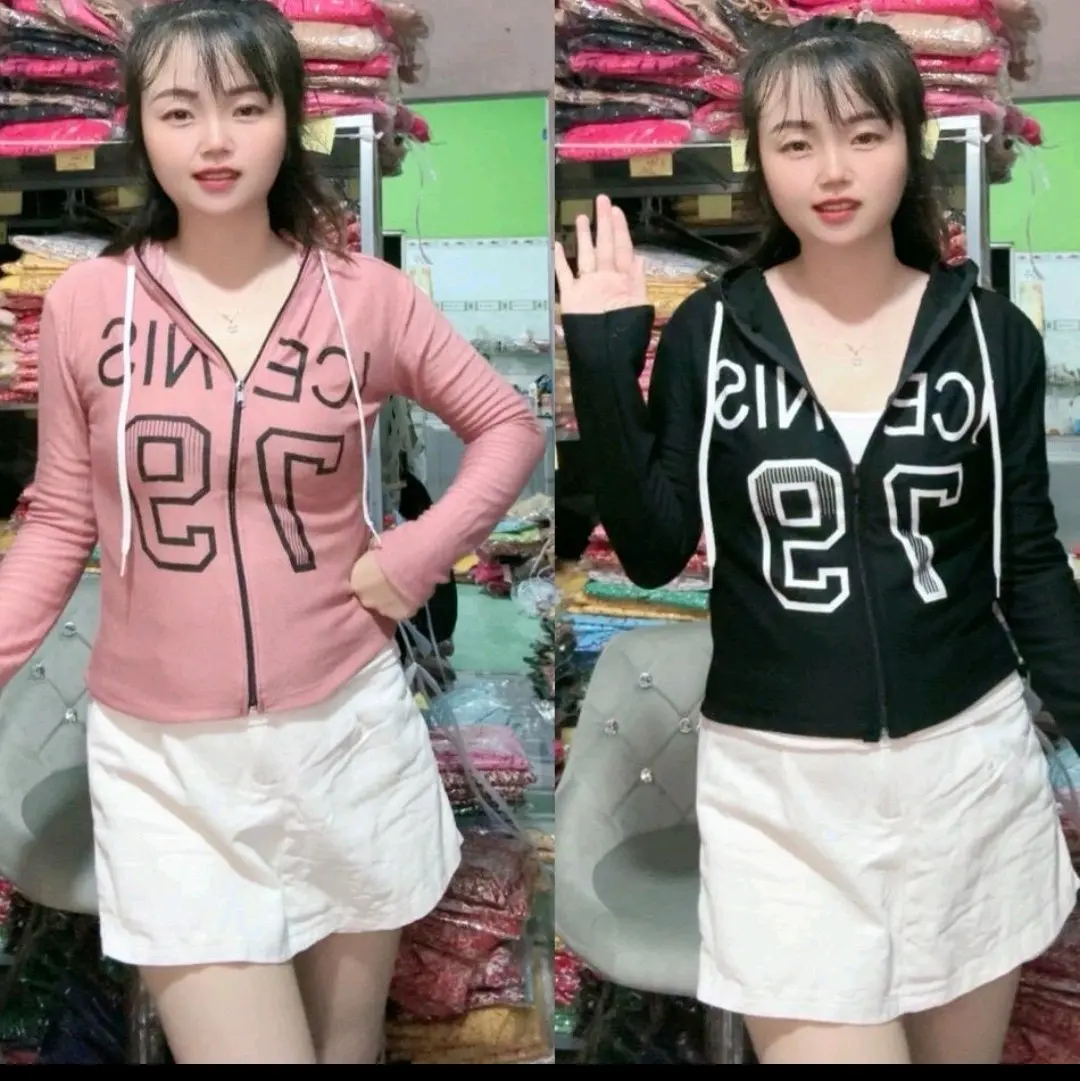 K32 (40-55kg) Áo khoác lửng nữ thun xốp nhám CÓ 2 TÚI trong có nón