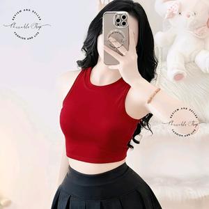 Áo Thun 3 Lỗ Croptop Thun Bori Form Basic Ôm Body Nữ Mẫu Trơn 12 Màu, Women Cổ Tròn Voi Umi