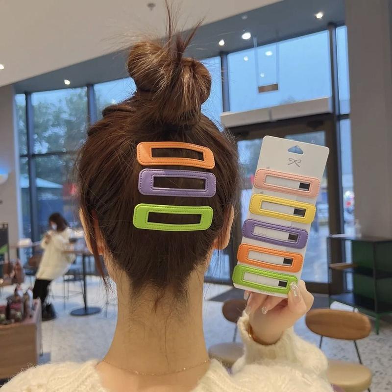 Product Introduction of Creative Pu Leather Square Leather Hair Clip Geometry Barrettes Girl Hairpin Headwear Korean Style Side Clip Travel 14