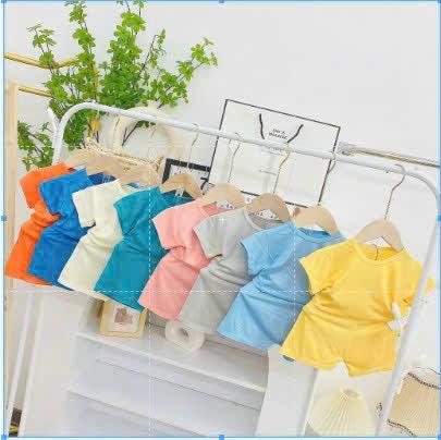   A176 Mềm Mát RẺ  Bộ Cộc Tay Thun Lạnh Trơn Không Họa Tiết Minky Moon Cho Bé Trai Bé Gái 