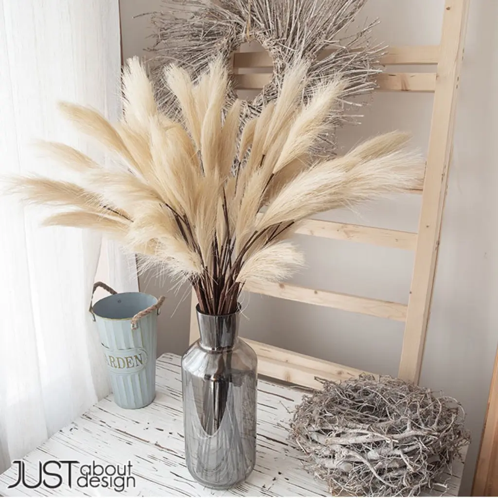 Artificial Fluffy Grass Flower Decor Bunga Hiasan Flower For Home Office Indoor Dining Room Living Room Decoration Blue Orange Wedding Colorful Aesthetic Design Purple Orange Pink Cream