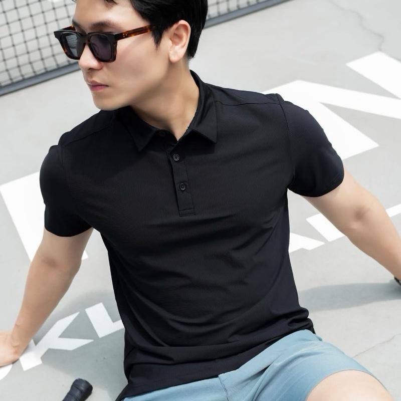 Áo thun nam MÀU ĐEN Polo HaBill trơn có cổ vải cá sấu mát mẻ, thấm hút mồ hôi tốt Menswear Nhung Shirt Ngắn Tay