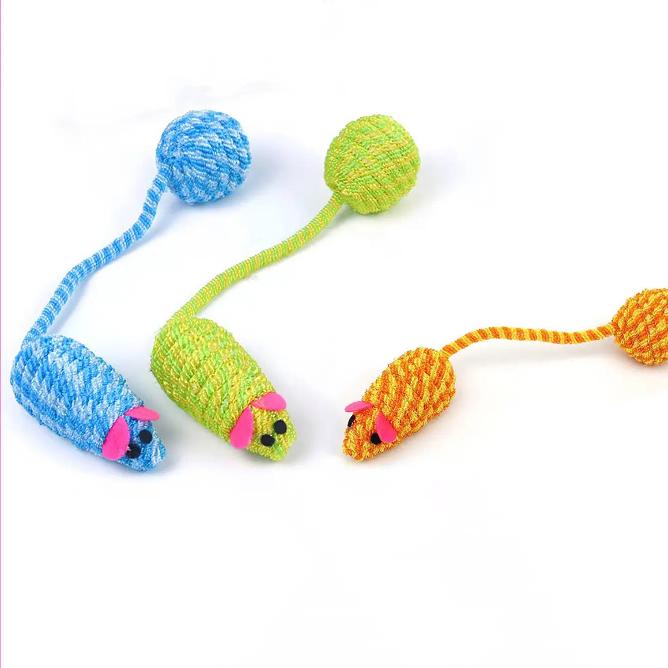 Colorful Knitted Mouse Tail Toy for Cats