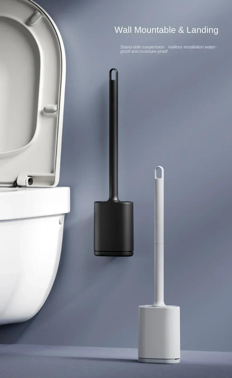 Product Introduction of Silicone TPR Toilet Brush and Holder Flat Head Soft Bristles Bathroom Cleaning Brushes Household Silicone Bristles for ToiletS 20