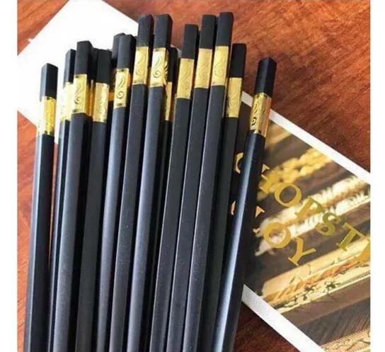 50 Đôi Đũa Mạ Vàng Chống Trơn Trượt, Đũa Hợp Kim Chống Mốc Hàn Quốc