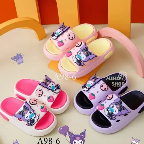 KUROMI (PHOM TO) Dép quai ngang đế 2 lớp KOROMI nhẹ mềm êm chân đáng yêu cho bé Mihoshop