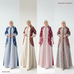Gamis Amanda Hanami Katun Haruka Kotak Mix Rayon Twill Premium Bordir (Free Pouch, Goodie Bag)
