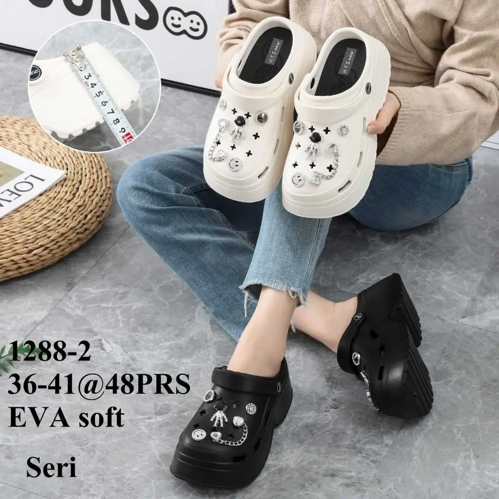Sandal Cros Bae Clog / Sandal Baim Tebal dengan Jibbitz HYS 1288-2