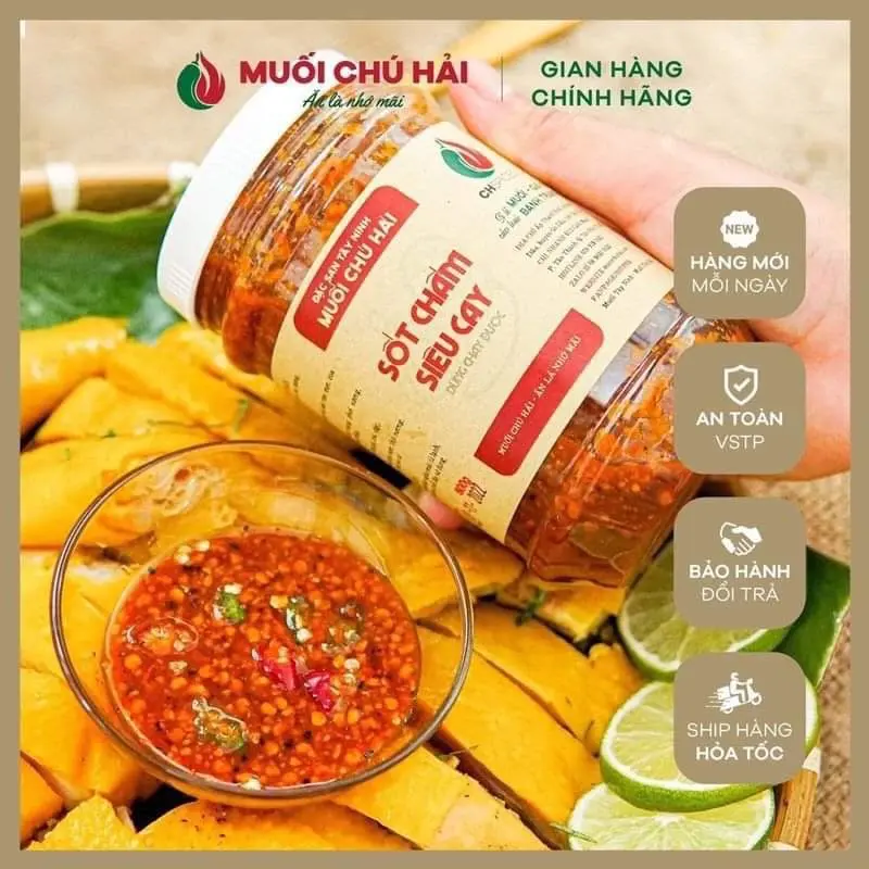 [CHÍNH HÃNG] SỐT CHẤM CHÚ HẢI SIÊU CAY & CAY VỪA - 01 HŨ 500GR - Chấm bánh tráng, hải sản, trái cây - Muối Tây Ninh Nước Sốt Chua Cay Gia Vị muoi