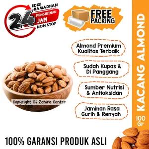 Kacang Almond Kupas Premium Organik 100gr Panggang Kupas Kaya Magnesium Untuk Cemilan Oleh Haji umroh MPASI Food