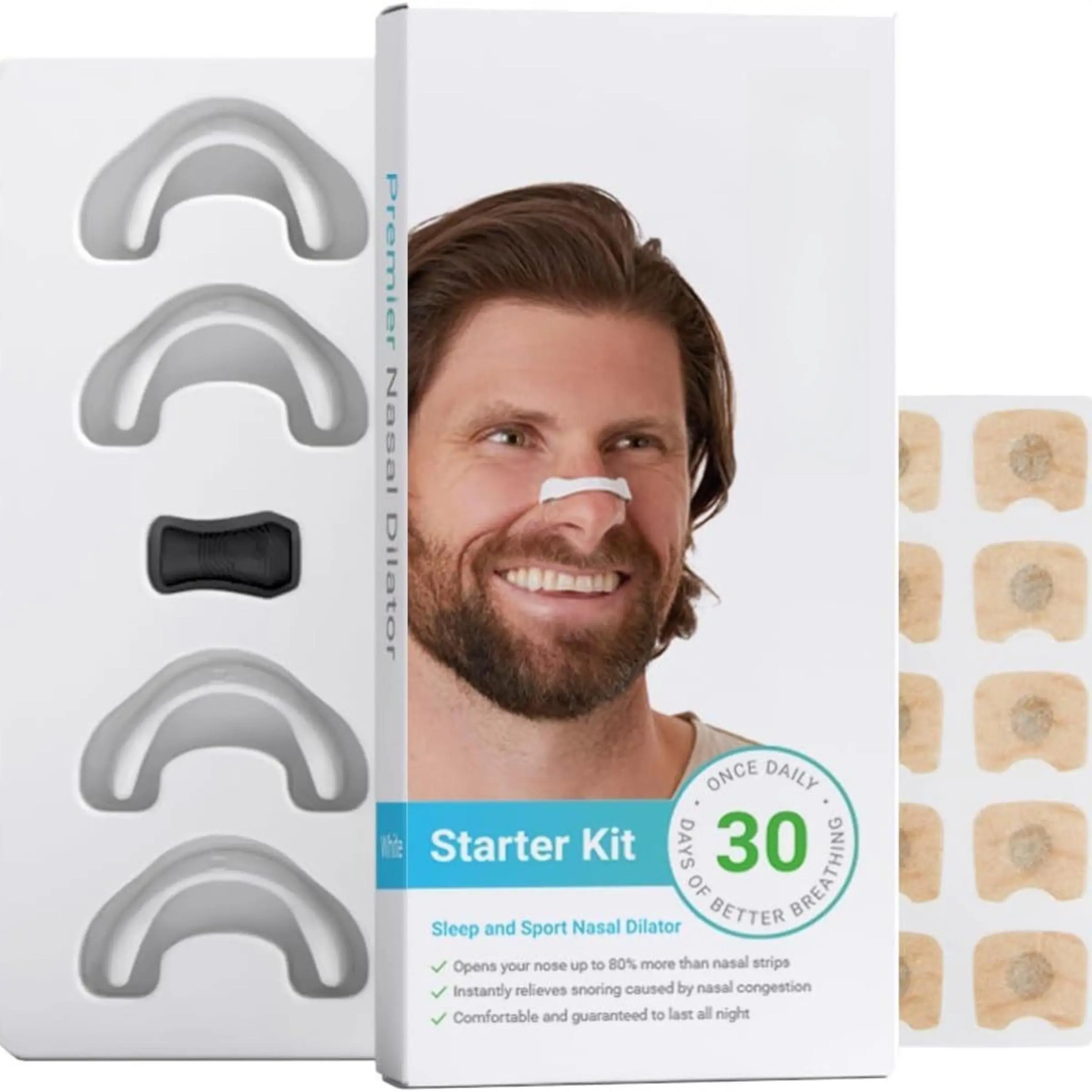 Nasal Strips & Nasal Dilator Set for Night Sleep, 1 Set Nasal Care Sticker with 4 Nasal Dilator & 1 Applicator, Comfortable Breathing Aid for Men & Women