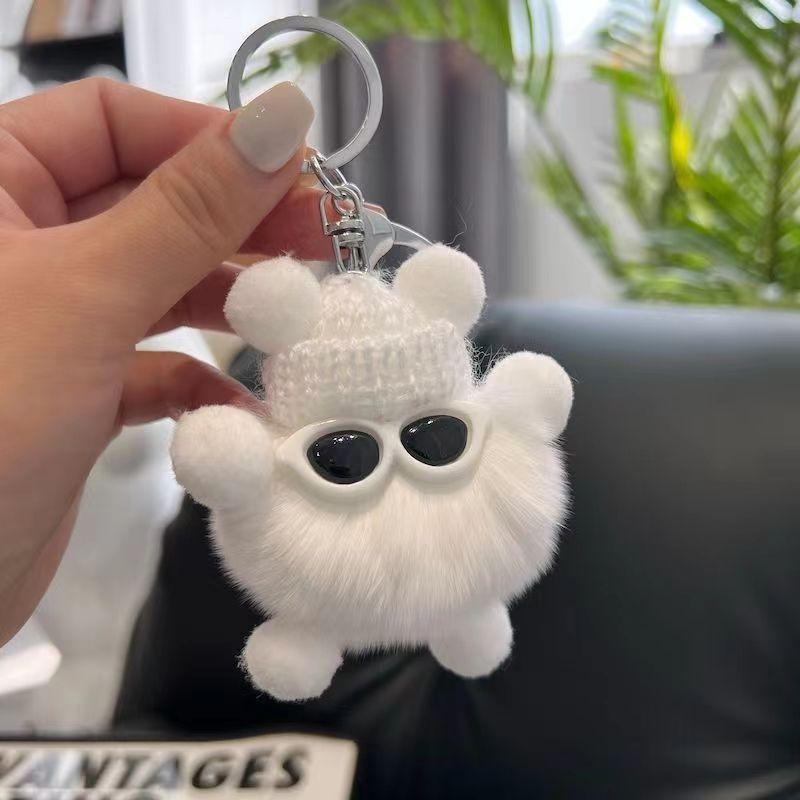 Product Introduction of Imitate Rex Rabbit Fur Little Briquette Elf Car Key Ring During Ins Online Influencer cute Plush Doll Bag Charm 20