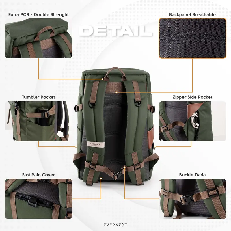 EVERNEXT Tas Ransel Pria Backpack Outdoor Arlo Tas Punggung Laptop Pria Tas Sekolah Kuliah Distro Terbaru 3