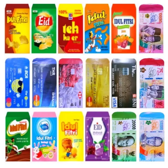 50 PCS AMPLOP LEBARAN MOTIF SNACK ATM UANG VIRAL 1 PACK ISI 50pcs