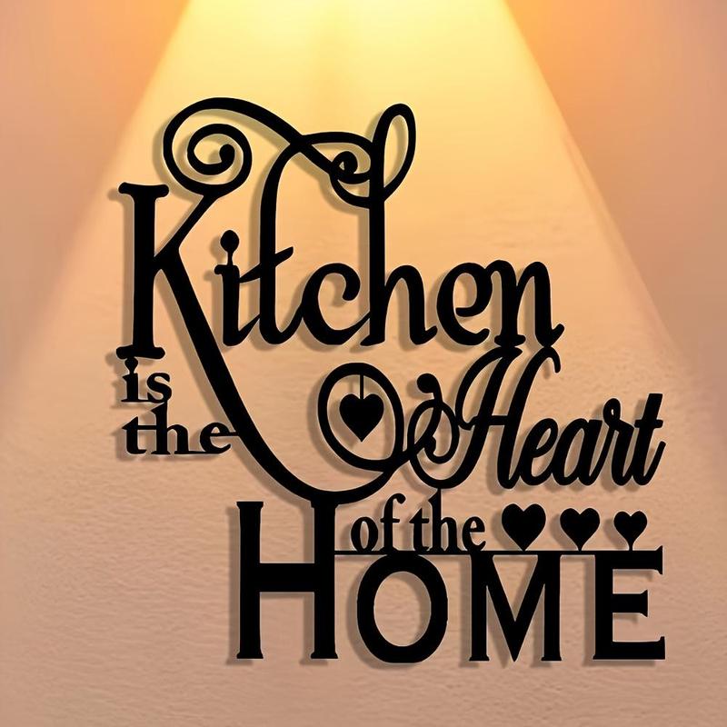 Product Introduction of Kitchen Is The Heart Of The Home Letter Pattern Wall Art, Vintage Metal Wall Decor, Removable Reusable Wall Decor for Home, Office, Living Room, Stickers 0