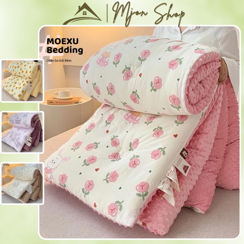 Chăn Phao Chăn Cotton Đũi Xơ Đậu Nành Mùa Đông 3Kg Chuẩn Loại 1 Mặt Sau Chăn hạt Massage Ngủ Ngon
