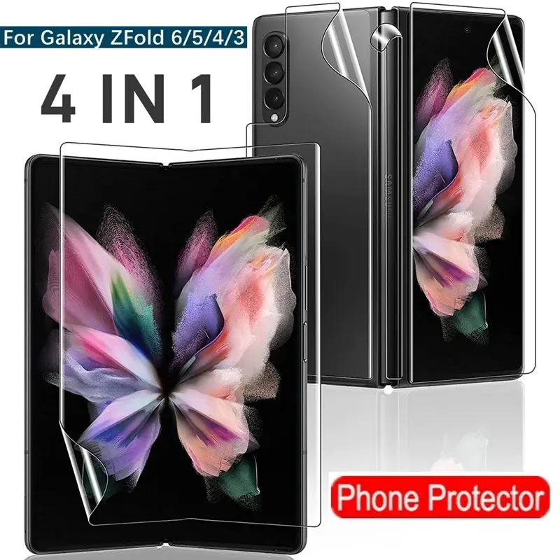 Unbreakable Membrane HD&Matte Screen Protector for Samsung Galaxy Z Fold 6/5/4/3/2/1 Soft Full Hydrogel Film for Z Fold 6 Fold5 Front+Back+Inner  Cases Cover
