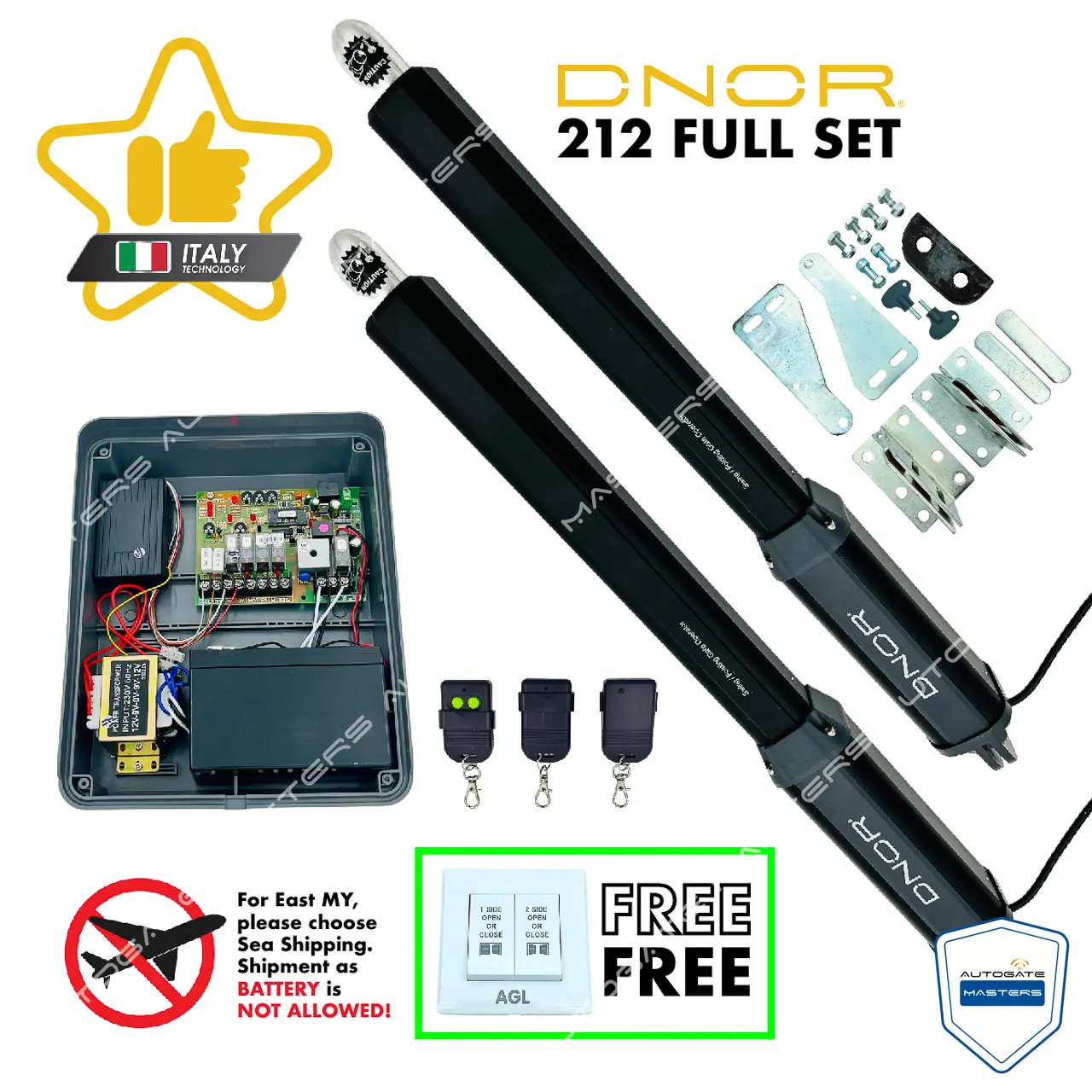 DNOR 212 SWING AND FOLDING ARM AUTO GATE SYSTEM HEAVY DUTY MOTOR ( FULL SET ) AUTOGATE MASTERS