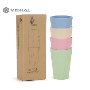 VISHAL Wheatstraw Cangkir Plastik Cup Warna Warni Set 4Pcs Wheat Water Fashion Water Toothbrush Cup VS-15