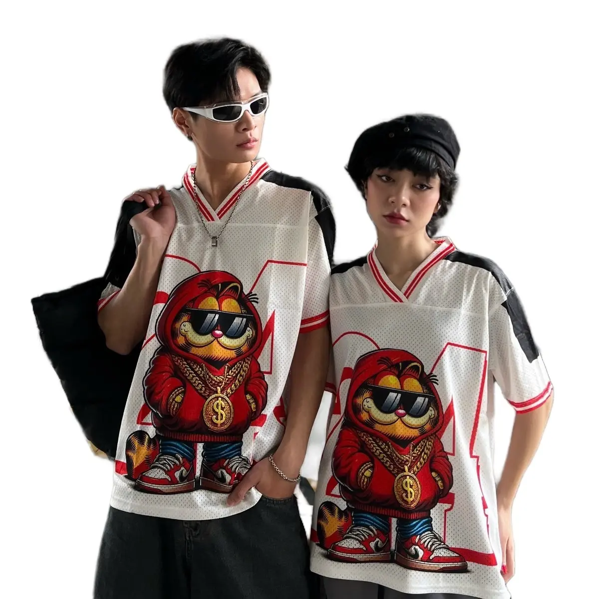 Áo Thun Unisex From Rộng Menswear Cổ Xẻ Tim In 3D-K.BO TOP WOMEN Cổ V