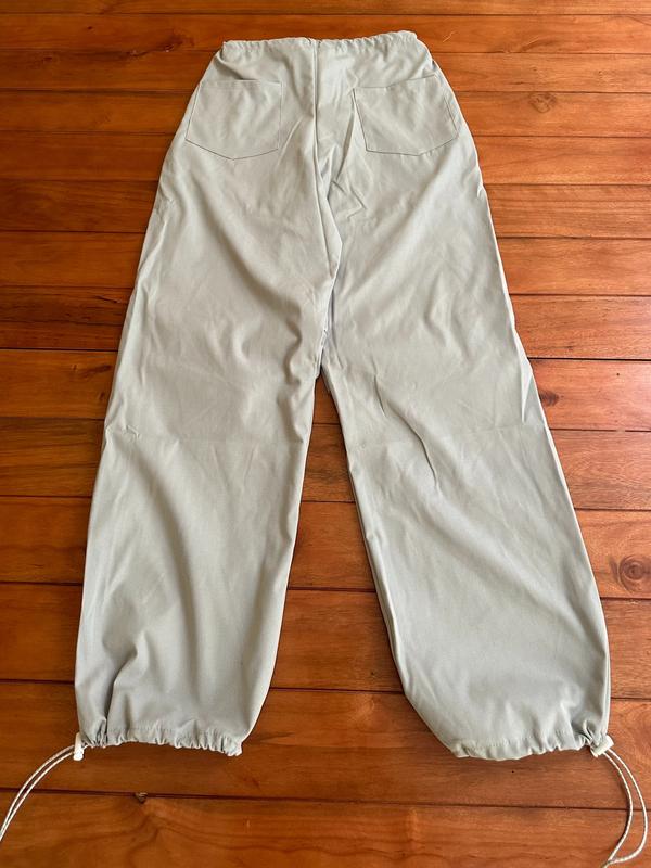 Quần dài ống rộng phối dây rút màu GHI XÁM Nữ Pants Women Ong 3
