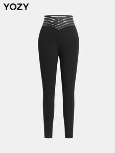 YOZY Women's Plain Wrap High Waist Skinny Pants, Casual Comfy Sheer Trousers for Daily Wear, Ladies Bottoms for All Seasons