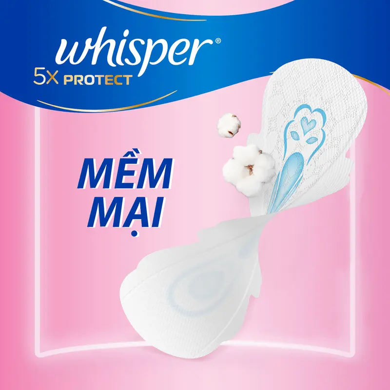 Mua 60 miếng Băng Vệ Sinh Whisper 5X mặt bông mềm mại và chống tràn tuyệt đối 24cm tặng 01 tuýp xả Pantene 3MM 6