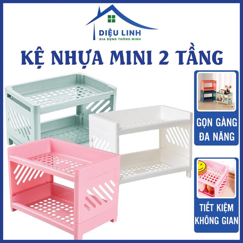 Kệ Nhựa Mini 2 Tầng Đựng Đồ Đa Năng Siêu Xinh Để Bàn Kệ Mỹ Phẩm Dieulinhshop Kitchen Nhà Bếp