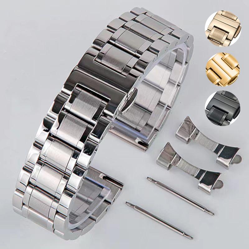 Dây đồng hồ kim loại đúc đặc ngàm nối cong khóa bấm size 14mm 16mm 18mm 19mm 20mm 21mm 22mm 24mm 14 16 18 19 20 21 22 24 mm dây thép không rỉ