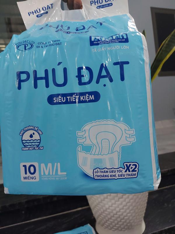  50 miếng tã bỉm dán người lớn Phú Đạt siêu khô thoáng size M L vòng hông 68-120cm 