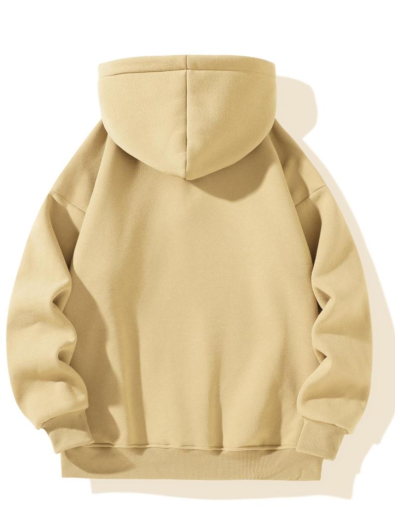 Product Introduction of Men's Solid Zip Up Hoodie, Casual Loose Long Sleeve Hooded Sweatshirt for Daily Wear, Men's Clothes for All Seasons, Hoodies for Men 8