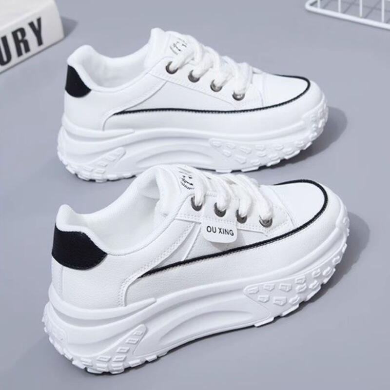 Product Introduction of Dad's Women's Instagram Trend 2024 Spring New Versatile Thick Sole Elevated Running Casual Leather Breathable Sports Shoes 12